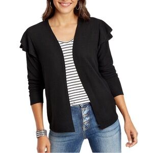 Maurices Lightweight Ruffle Sleeve Open Front Soft Black Versatile Cardigan M